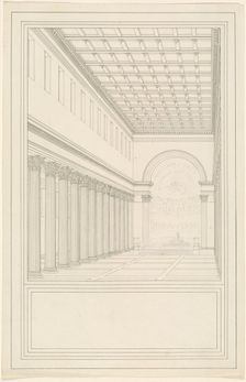 The Nave and Apse, without a Transept, of a Cathedral for Berlin, 1827/1828. Creator: Karl Friedrich Schinkel