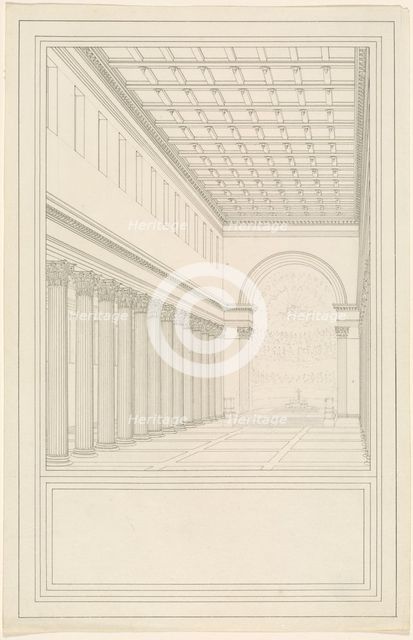 The Nave and Apse, without a Transept, of a Cathedral for Berlin, 1827/1828. Creator: Karl Friedrich Schinkel.