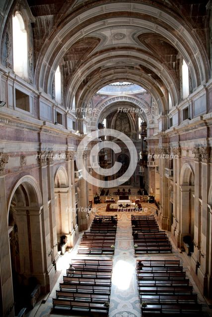 The nave and choir of the basilica in the Mafra National Palace, Mafra, Portugal, 2009. Artist: Samuel Magal