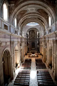 The nave and choir of the basilica in the Mafra National Palace, Mafra, Portugal, 2009. Creator: Samuel Magal