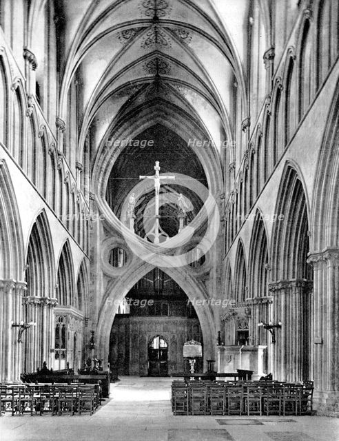 The Nave, Wells Cathedral, Somerset, England, 1924-1926. Artist: Francis Frith & Co