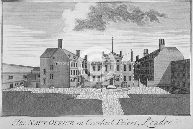 The Navy Office in Crutched Friars, City of London, 1720. Artist: Anon
