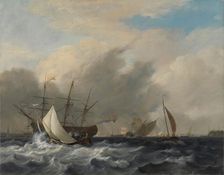 The Navy's Man-of-War Amsterdam'off the Westerlaag on Y at Amsterdam, 1807. Creator: Nicolaus Baur