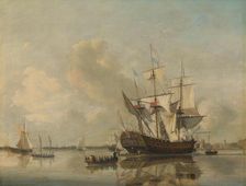 The Navy's Frigate Rotterdam on the Maas off Rotterdam, 1807. Creator: Nicolaus Baur