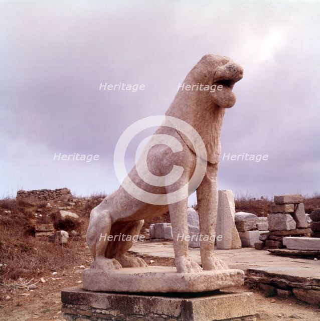 The Naxian Lions, island of Delos, Greece, c1955.  Creator: Arthur Charles Kirby Ware.
