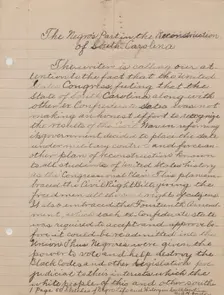 The Negro's Part in the Reconstruction of South Carolina, 1940. Creator: Unknown