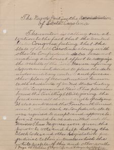 The Negro's Part in the Reconstruction of South Carolina, 1940. Creator: Unknown
