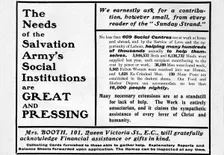 The Needs of the Salvation Army's Social Institutions are Great and Pressing' 1901