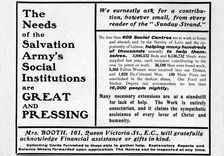 The Needs of the Salvation Army's Social Institutions are Great and Pressing' 1901