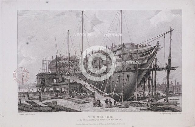 The 'Nelson' at the Royal Dockyard, Woolwich, London, 1815. Artist: William Bernard Cooke