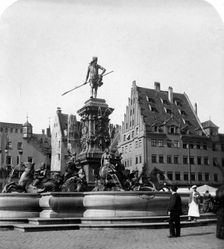 The Neptune Fountain, Nuremberg, Germany, c1900s.Artist: Wurthle & Sons