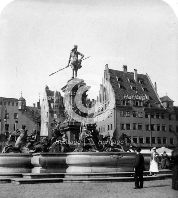 The Neptune Fountain, Nuremberg, Germany, c1900s.Artist: Wurthle & Sons