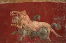The nereid on a sea beast (sea-panther), 1st H. 1st cen. AD. Creator: Roman-Pompeian wall painting