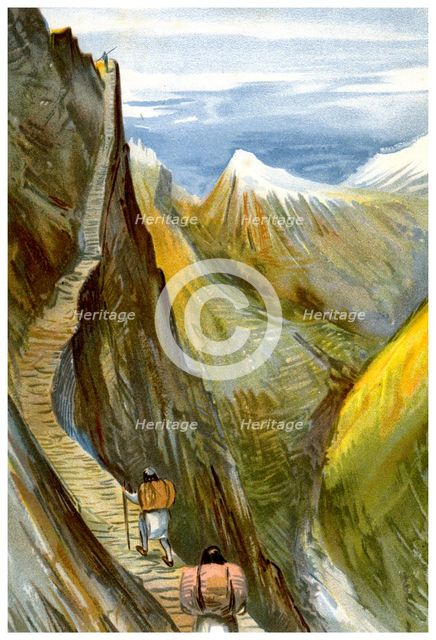 The Nerpani track, Tibet, 1898.Artist: FA Brockhaus