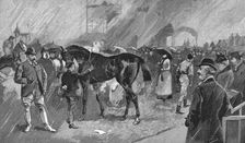 'The Newmarket October Meeting -- The Birdcage on a Rainy Day 1891. Creator: Unknown