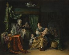 The Newborn Baby, 1675. Creator: Matthys Naiveu
