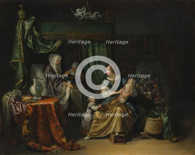 The Newborn Baby, 1675. Creator: Matthys Naiveu.