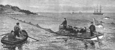 The Newfoundland Fisheries Question - British Man-of- War removing and confiscating..., 1890. Creator: Unknown