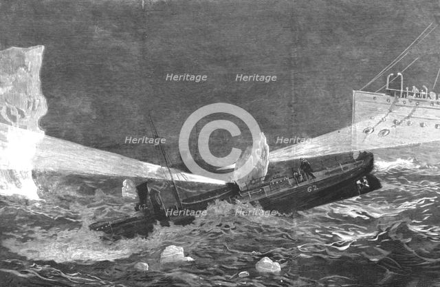 ''The Newfoundland Fisheries Question - HMS"Tyne" and Torpedo Boats crossing the Atlantic in a Ga Creator: Unknown.