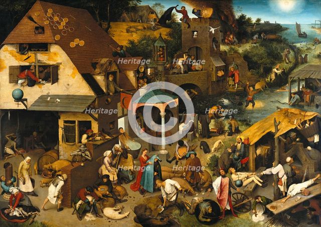 The Netherlandish Proverbs (The Blue Cloak or The Topsy Turvy World), 1559. Artist: Bruegel (Brueghel), Pieter, the Elder (ca 1525-1569)