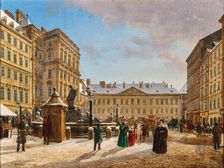 The Neuer Markt in Vienna in winter, 1835. Creator: Alt, Rudolf von (1812-1905)