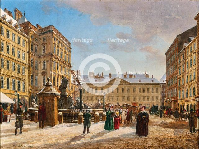 The Neuer Markt in Vienna in winter, 1835. Creator: Alt, Rudolf von (1812-1905).