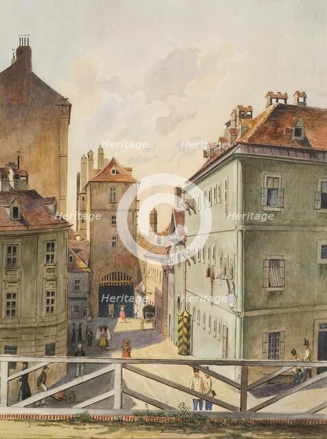 The Neutor with the Stockhaus in Vienna, 1858. Creator: Heinrich Lang.