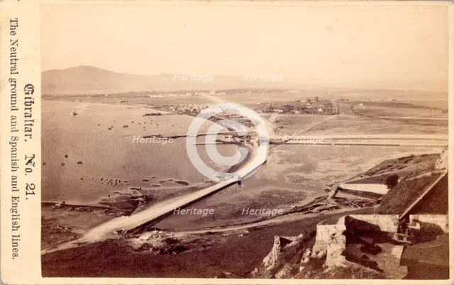 The Neutral Ground and Spanish and English Lines, Gibraltar, 19th century. Creator: Anon.