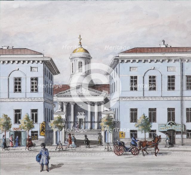 The Nevsky Prospekt in Saint Petersburg, 1830-1840s. Artist: Sadovnikov, Vasily Semyonovich (1800-1879)