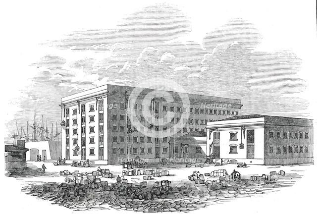 The new tea warehouses, London Docks, 1845. Creator: Unknown.