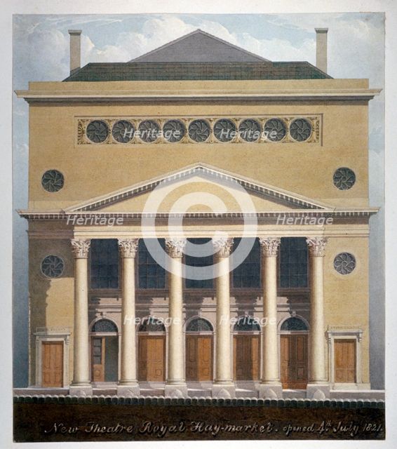 The new Theatre Royal, Haymarket, Westminster, London, 1821.   Artist: Robert Blemmell Schnebbelie