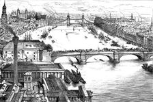 The New Tower Bridge, birds eye view 1886. Creator: Unknown