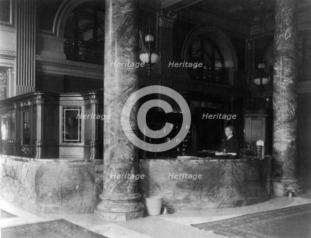 The new Willard Hotel, Washington, D.C. - registration counter, between 1890 and 1950. Creator: Frances Benjamin Johnston.