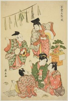 The New Year's Festival, from the series "Precious Children's Games of the Five..., c. 1801. Creator: Torii Kiyonaga