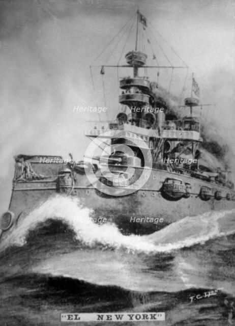 The New York battleship, (1898), 1920s. Artist: Unknown