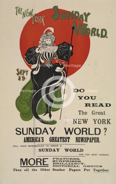 The New York Sunday world. Sept. 29, c1893 - 1897. Creator: Unknown.
