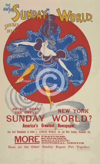 The New York Sunday world. Sunday Dec 8th. 1895, c1893 - 1897. Creator: Unknown.