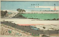 The New Yoshiwara (Shin Yoshiwara), from the series "Famous Places in the Eastern...c. 1839/42. Creator: Ando Hiroshige