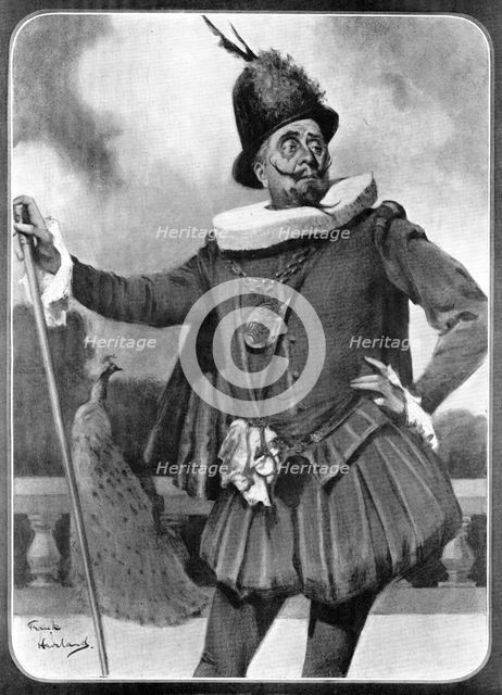 The new actor-knight: Sir Herbert Beerbohm Tree as Malvolio, 1909. Creator: Frank Haviland.