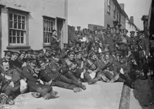 The New Army in training: A rest by the roadside 1915
