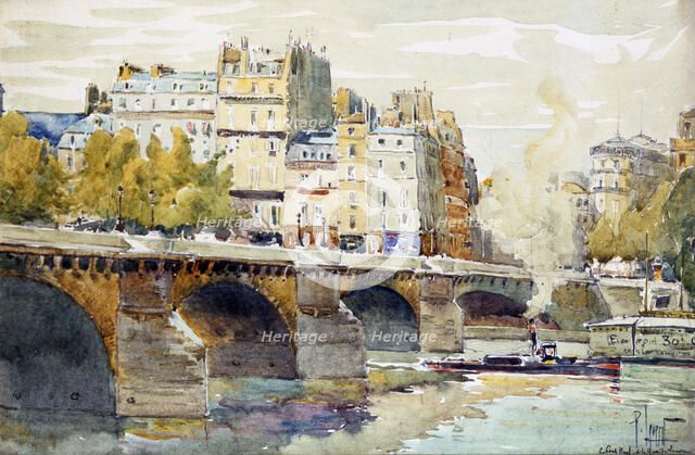 'The New Bridge and the Quay of the Louvre', c1890-c1938. Artist: Rene Leverd
