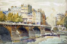 The New Bridge and the Quay of the Louvre c1890-c1938. Artist: Rene Leverd