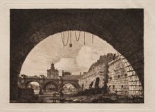 The New Bridge and the Samaritaine seen from under the First Arch..., 1855. Creator: Charles Meryon (French, 1821-1868)
