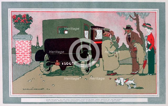'The new chauffeur', French motoring cartoon, 1913. Artist: Jean Villemot
