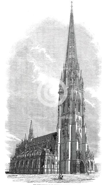 The new Church of St. Nicholas at Hamburg, 1845. Creator: Unknown.