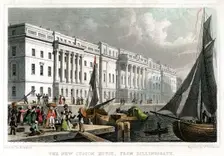 The new Custom House, from Billingsgate, City of London, c1830.Artist: William Tombleson