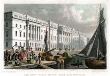 The new Custom House, from Billingsgate, City of London, c1830.Artist: William Tombleson