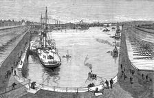The new dock from the hotel at Holyhead, 1880. Creator: Unknown