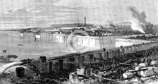 The new docks and repairing-basin at Chatham, 1871. Creator: Unknown.