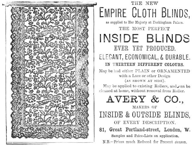 The new Empire Cloth Blinds, 1883. Creator: Unknown.